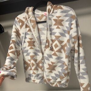 Geometric Patterned Fleece Jacket